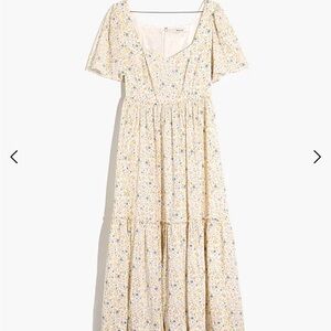 Flutter-Sleeve Tiered Maxi Dress in Folkmagic Floral